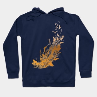 Golden feather with birds and music notes Hoodie